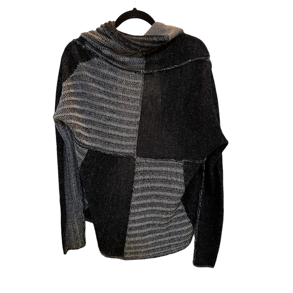 Cabi Wool Patchwork Waterfall Front Cardigan - image 4